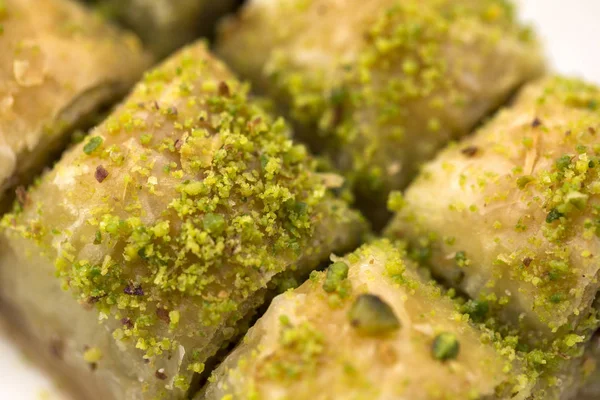 Sobremesa Tradicional Turca Baklava Com Pistache — Fotografia de Stock