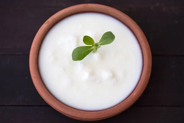 Zelfgemaakte Natuurlijke Yoghurt Kom — Stockfoto