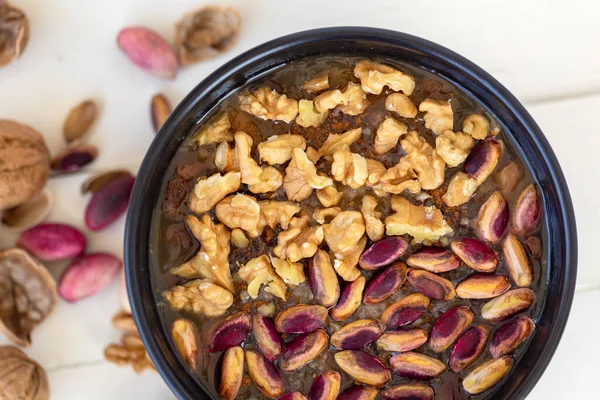 Puding Ashura Atau Noah Buah Buahan Kering Kacang Kacangan Dan — Stok Foto