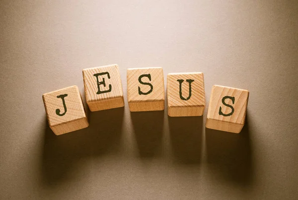 Ιησούς Λέξη Γραμμένο Ξύλινα Κύβους — Φωτογραφία Αρχείου