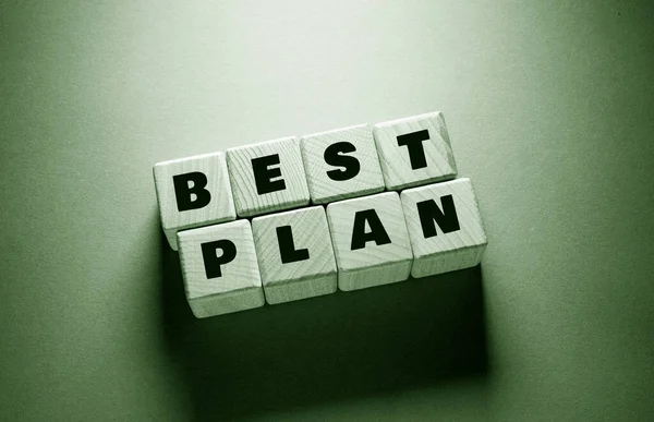 Best Plan Word Written Wooden Cubes — Stock Photo, Image