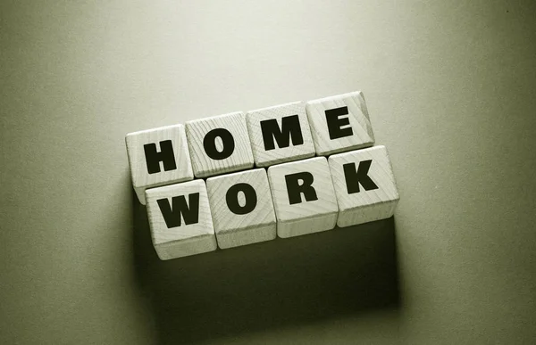 Home Work Word Írt Kockák — Stock Fotó