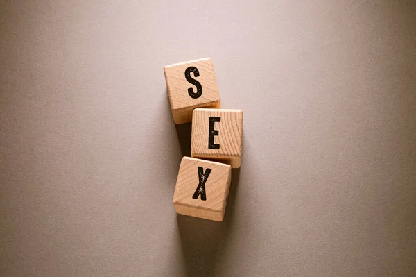 Palabra Sexo Escrita Cubos Madera —  Fotos de Stock