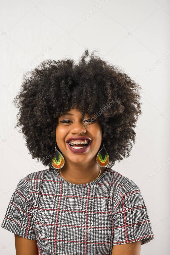 pretty black girl smiling, cheerful