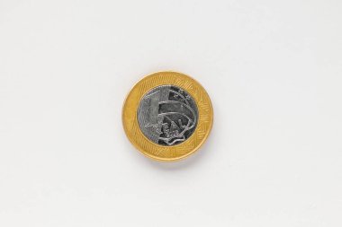 Brezilya parası, beyaz arka planda tek para birimi