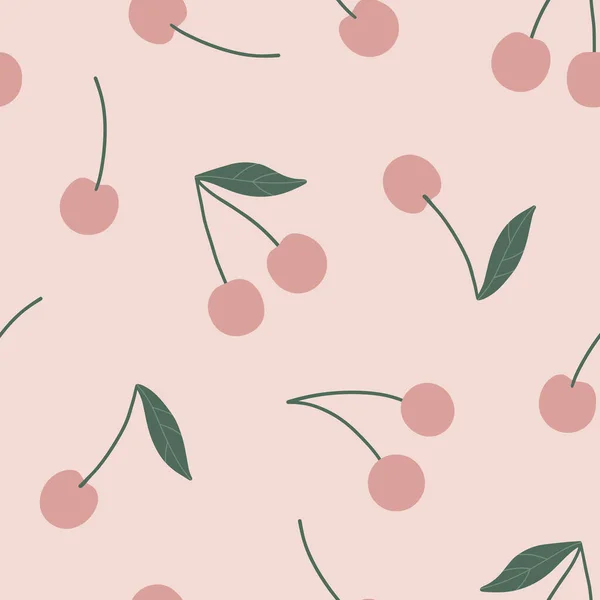 Motif Vectoriel Sans Couture Cerise Fond Fruits Biologiques Été Motif — Image vectorielle