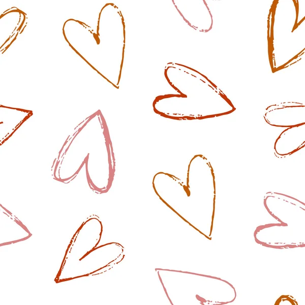 Бесшовный Векторный Рисунок Нарисованными Вручную Сердцами Симпатичный Векторный Узор Ткани — стоковый вектор