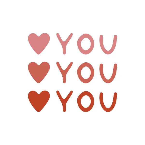 Hand Drawn Illustration Love Symbol Love You Lettering Heart Romance — Stock Vector