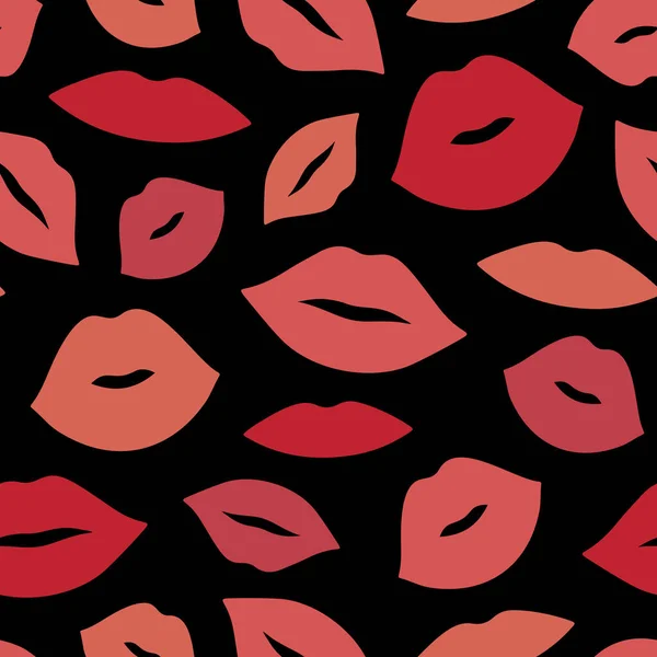 Lippen Nahtloses Vektormuster Muster Mit Den Roten Und Rosafarbenen Flachen — Stockvektor