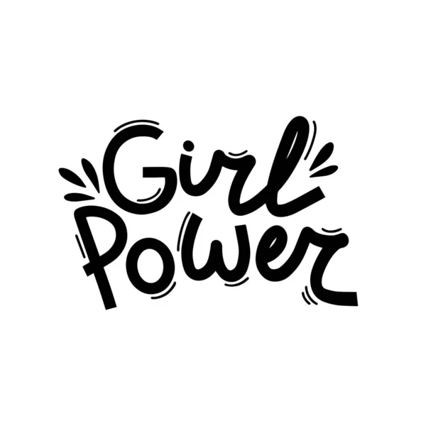 Girl Power Handritade Vektorbokstäver Feminismens Slogan Vektor Illustration Med Kvinna — Stock vektor