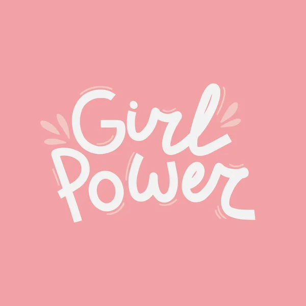 Girl Power Handritade Vektorbokstäver Feminismens Slogan Vektor Illustration Med Kvinna — Stock vektor