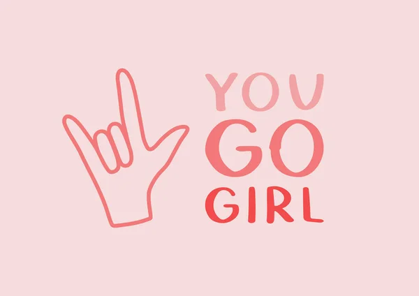 You Girl Letra Vectorial Dibujada Mano Eslogan Del Feminismo Ilustración — Vector de stock