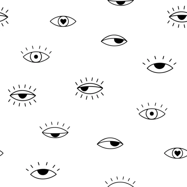 Abstract Vector Pattern Outline Eyes Graphic Vector Seamless Pattern Open — Stock Vector