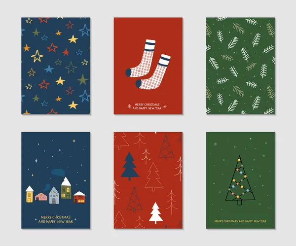 Colección Plantillas Tarjetas Navideñas Vectoriales Carteles Invierno Ilustración Vectorial Plantillas — Vector de stock