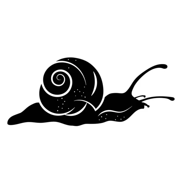 Icon snail animal, hand drawn silhouette in black and white colours — Stock Vector