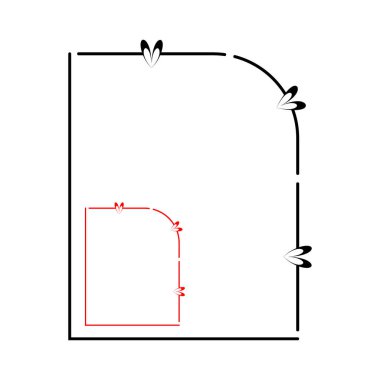 Dekoratif Düzenlenebilir çerçeve. Stilize edilmiş geometrik ve kalp şekilli yaratıcı tasarım. Dikdörtgen ve kıvrımlı kenarlık siyah
