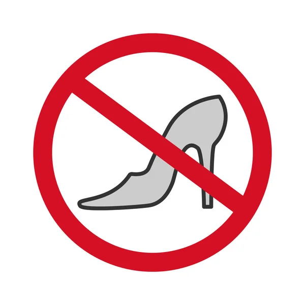 Prohibición de icono de signo rojo de usar zapatos de tacón alto — Archivo Imágenes Vectoriales