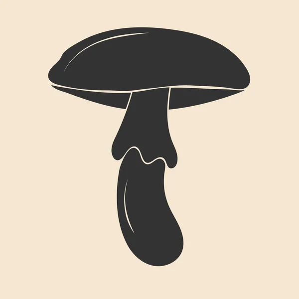 Ícone de cogumelos, silhueta cinzenta. Desenho desenhado à mão. Queda elemento decorativo sazonal — Vetor de Stock