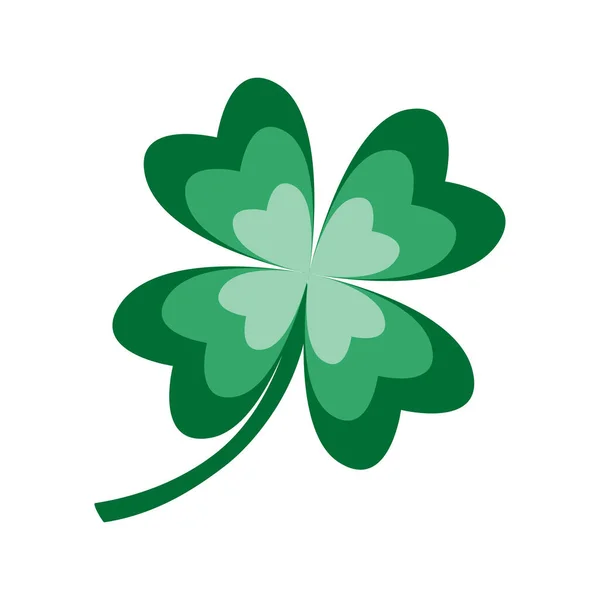 Ikona koniczyny. Cztery pozostawia tradycyjny symbol szczęścia, fortuny. Święto kultury irlandzkiej św. Patryka. Ilustracja w kolorze zielonych odcieni — Wektor stockowy