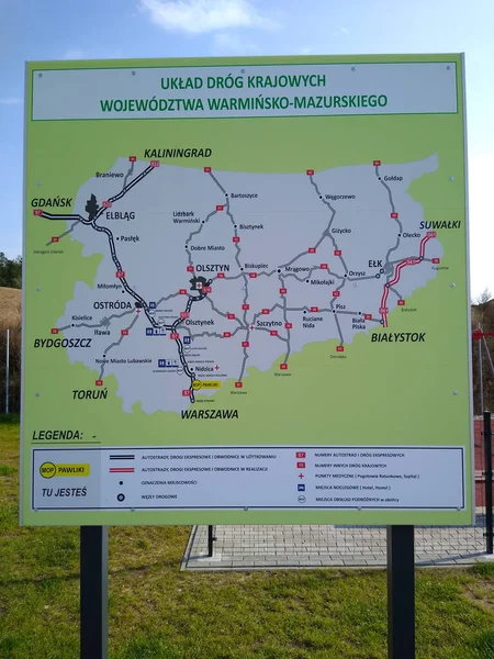 2018 Board Information Road Network Warmian Masurian Voivodeship October 2020 — 스톡 사진