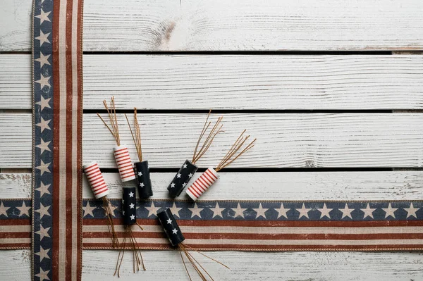 Patriotic Flat Lay 4Th July Memorial Day — Stock Photo, Image