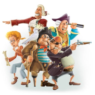 Hazine Adası Korsanlar karikatür karakterleri