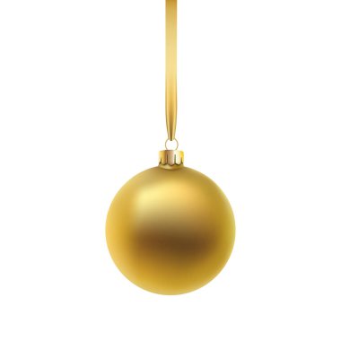 Altın Noel top, beyaz arka plan üzerinde izole. Vektör çizim.