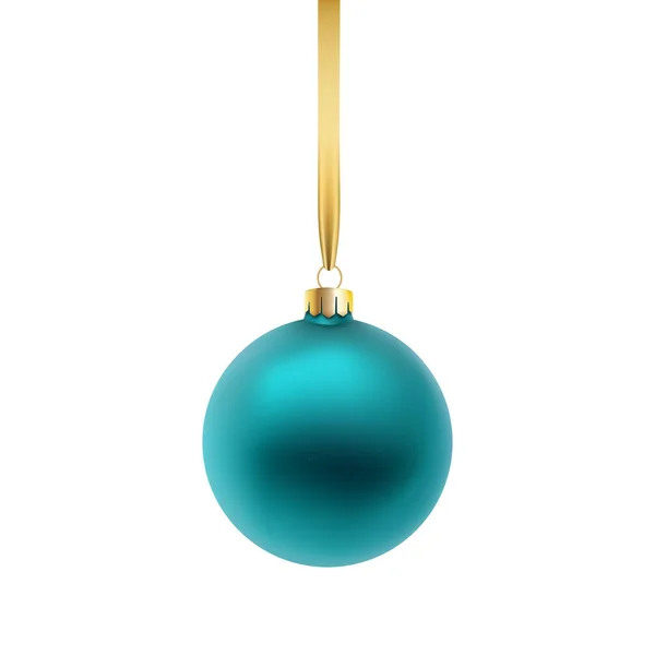 Blaue Weihnachtskugel, isoliert auf weißem Hintergrund. Vektorillustration. — Stockvektor