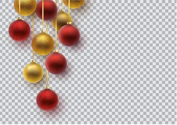 Різдвяна листівка. Золотий і червоний різдвяний м'яч, з орнаментом і куточками. Векторні ілюстрації . — стоковий вектор