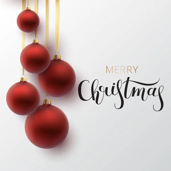 Christmas gratulationskort. Röd jul bollen, med en prydnad en — Stock vektor
