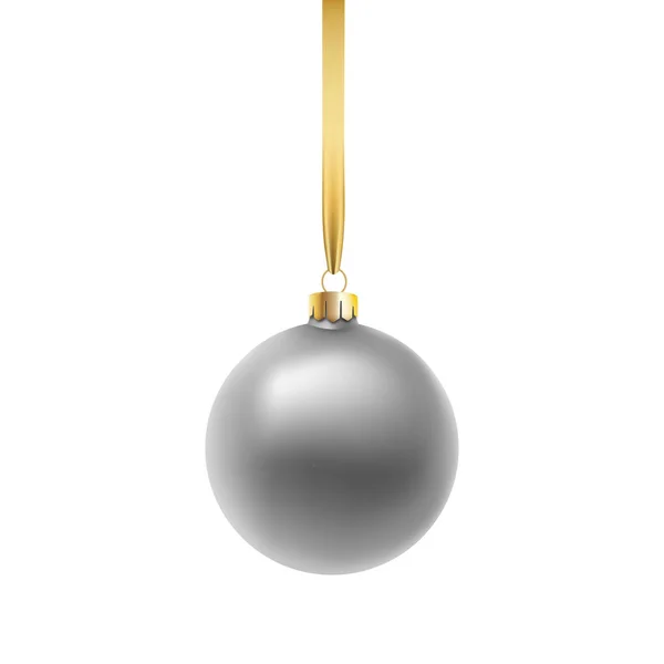 Palla di Natale in argento, isolata su sfondo bianco. Illustrazione vettoriale . — Vettoriale Stock