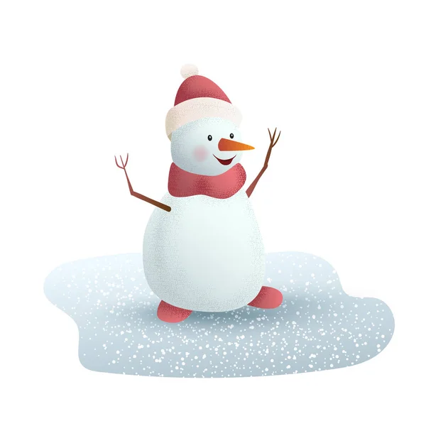 Χαρούμενα Χριστούγεννα χιονάνθρωπος. Απομονωμένα σε λευκό φόντο. Εικονογράφηση διάνυσμα — Διανυσματικό Αρχείο