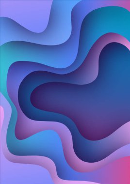 3d kağıt sanatı illüstrasyon. Parlak renkli yarı ton gradyanlar. Afiş sunumları, el ilanları, posterler ve davetiyeler için tasarım düzeni. Vektör çizimi