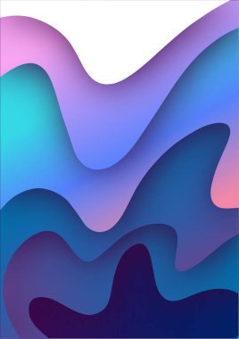 3d kağıt sanatı illüstrasyon. Parlak renkli yarı ton gradyanlar. Afiş sunumları, el ilanları, posterler ve davetiyeler için tasarım düzeni. Vektör çizimi