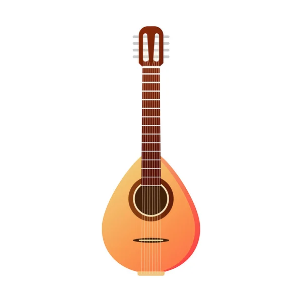 Flat illusztráció klasszikus fából készült gitár, mandolin. Akusztikus gitár vagy ukulele. Elszigetelt fehér alapon. Vektoros illusztráció. — Stock Vector