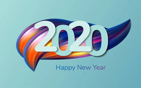 2020 Happy New Year . Background acrylic. Oil painted background. Vector illustration — Stock Vector