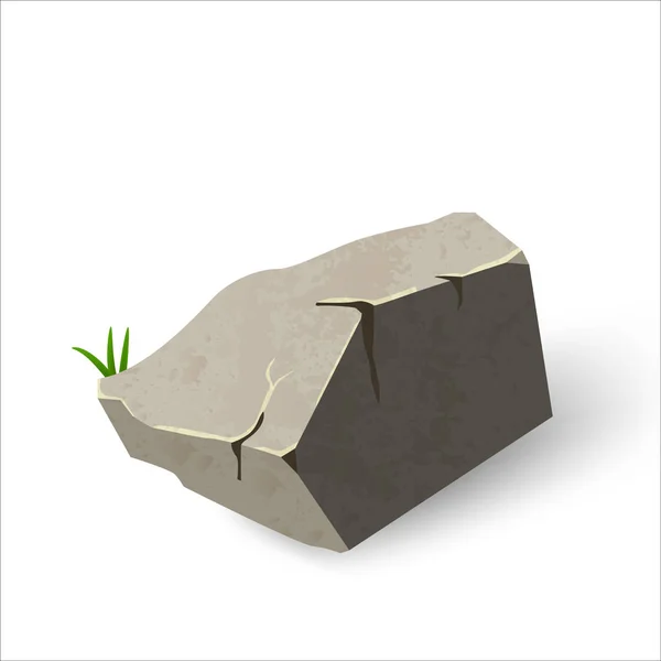 Stein im Stile eines Cartoons. verschiedene Felsbrocken. Element graue Granitberge. Vektor-Illustration auf weißem isolierten Hintergrund — Stockvektor