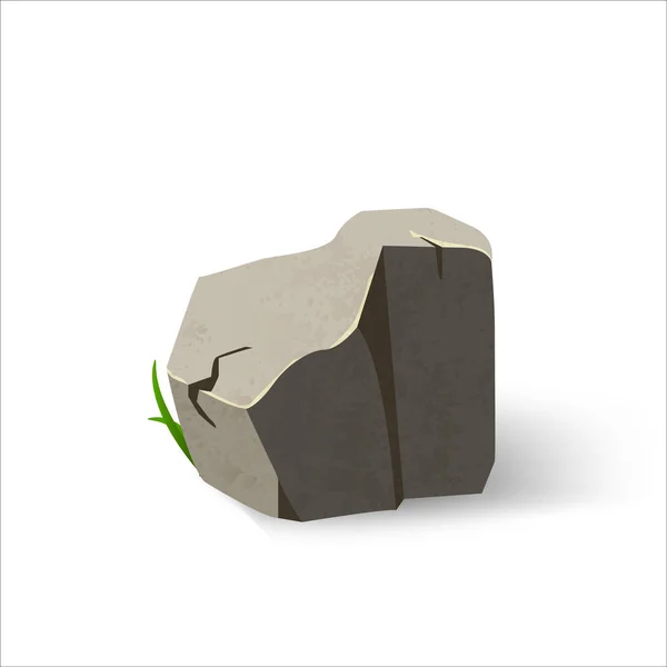 Stein im Stile eines Cartoons. verschiedene Felsbrocken. Element graue Granitberge. Vektor-Illustration auf weißem isolierten Hintergrund — Stockvektor