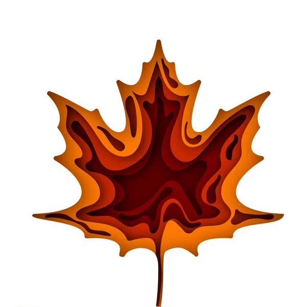 Papier kunst cartoon abstracte golven. Herfst papier carve achtergrond. Het Maple Leaf dat uit papier is uitgesneden. Moderne origami ontwerpsjabloon. Vector illustratie. — Stockvector