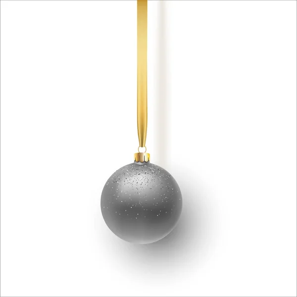 Bola de Navidad de plata, con un adorno y lentejuelas. Aislado sobre fondo blanco. Ilustración vectorial . — Vector de stock