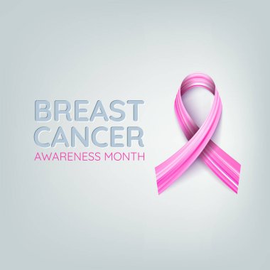 Göğüs kanseri farkındalığı ayı. Pembe kurdele, şerit şeklinde akrilik fırça. Vektör illüstrasyonu