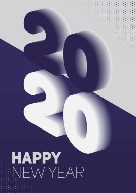 Yeni yıl düz stil. 3d vektör izometrik illüstrasyon. Mutlu yıllar 2020 poster tasarımı. Yönetim simgesi. Vektör illüstrasyonu.