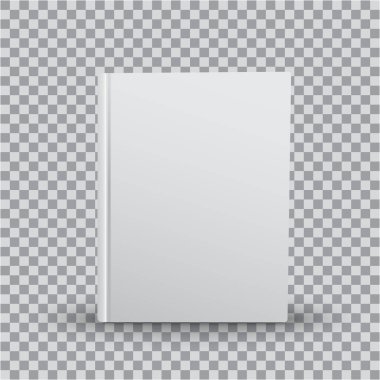 Şeffaf arka planda beyaz kapaklı 3d boş kitap şablonu, ön görünüm. Kitapların, vektörlerin gerçekçi maketi