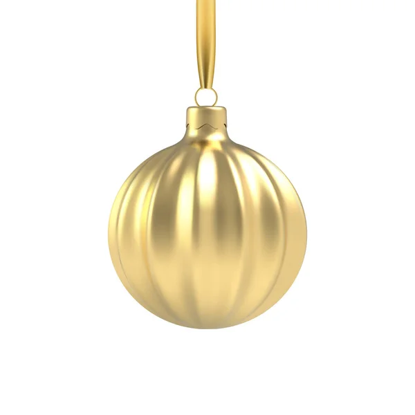 Realistisches Gold-Weihnachtsbaumspielzeug in Form einer Spirale. — Stockvektor