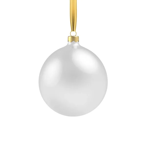 Weiße Weihnachtskugel, mit Ornament und Spangles — Stockvektor