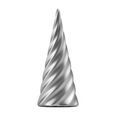 Gerçekçi gümüş Noel soyut köknar ağacı spiral şeklinde