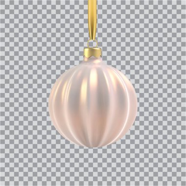 Gerçekçi altın Noel ağacı oyuncağı spiral şeklinde. Noel tasarımı için 3D Illustration objesi, maketi. Şeffaf bir arkaplanda izole edilmiş vektör.