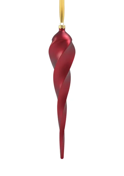 本物の赤いクリスマスツリーのおもちゃは つらら スパイラルの形で クリスマスデザイン モックアップのための3Dイラストオブジェクト 白地に隔離されたベクトル — ストックベクタ