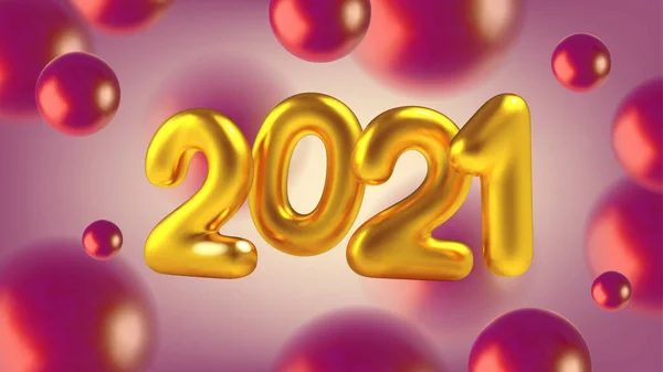 Bonne Année Ballon Inscription Dorée Réaliste 2021 Illustration Abstraite Avec — Image vectorielle