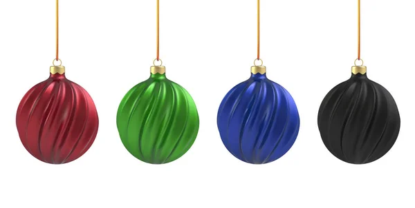 Weihnachtskugel im realistischen Stil auf weißem Hintergrund. Schwarz, blau, rot und grün vertikale Spirale. Vektorillustration. — Stockvektor